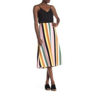 ELODIE Stripe Midi Skirt